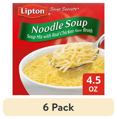 6 Pack Lipton Soup Secrets Instant Noodle Mix, Chicken Broth, 2 Count Box