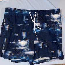 NWT George Men's Size XL 40-42 Swim Trunks Stretch Above the Knee Navy Blue NEW
