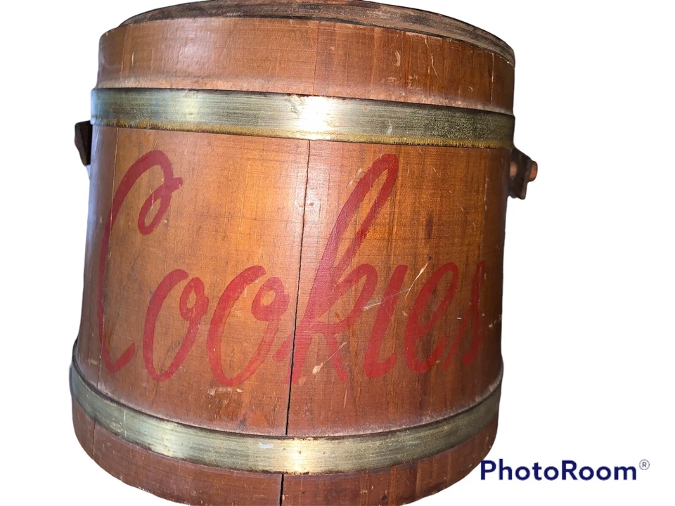 8” Vintage Firkin-Wood Sugar Bucket-Shaker Pantry Box-Cookies-Primitive - Image 2 of 4