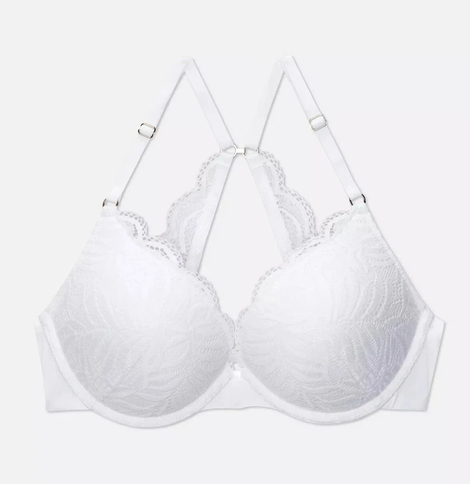 Бюстгальтер спортивный Primark Maximise кружевной 2 размера больший импульс пуш-ап с подкладкой белый - Изображение 2 из 4
