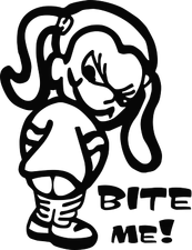 Calvin's Bad Girl  "Bite Me"  Quality Vinyl Decal  Sticker  42 Colors available