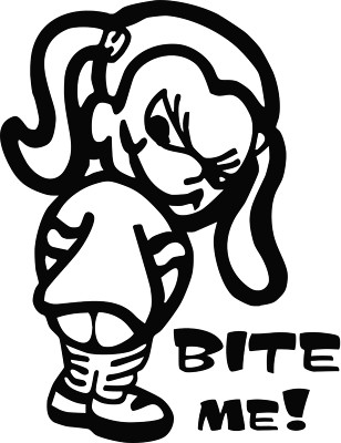 Calvin's Bad Girl  ''Bite Me''  Quality Vinyl Decal  Sticker  42 Colors available