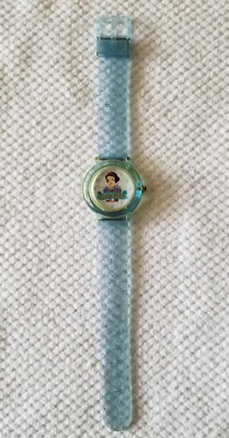 Disney Store Snow White Watch Clear Blue Case & Band 5.5''-6.5'' New Battery