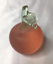Vintage Frosted Peach Apple Glass Paperweight by Crowning Touch