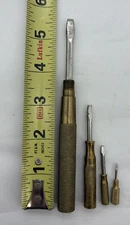 Vtg GAM Claw Hammer 4-in-1 Nested Flathead Screwdrivers, USA, Steel, Brass