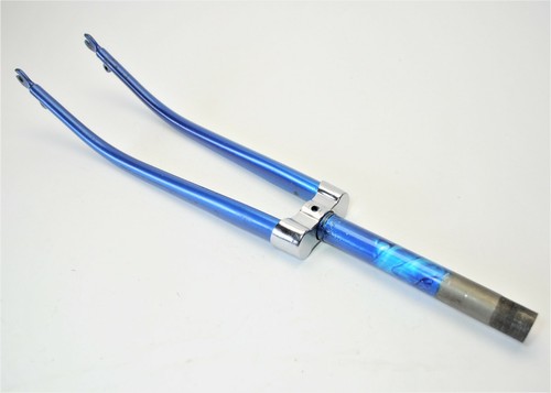 VINTAGE BLUE ROAD BICYCLE 27" WHEEL FORK 180 MM THREADED STEERER 22.2 MM ID - Picture 3 of 4