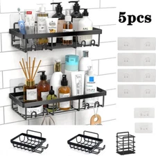 Shower Caddy Shelf 5 Pack Adhesive Shower Organizer Rack with save Space Hooks