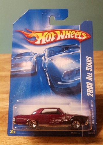 Hot Wheels 1965 Pontiac GTO Burgundy W/ Black Flames 1:64 Low Rider New 2008 - 第 3/9 張圖片