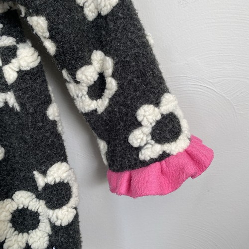 Corky & Company Coat 2T Gray White Pink Wool Blend Hood Zips Buttons Fleece - Picture 4 of 14