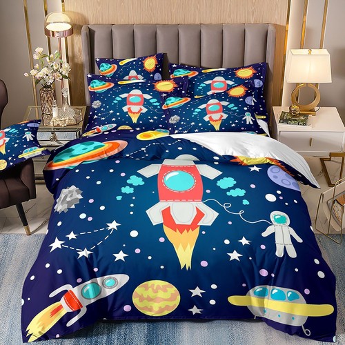 Space Shuttle Astronaut 3D Doona Cover Pillowcase Bedding Set Kids Gift - Picture 10 of 41