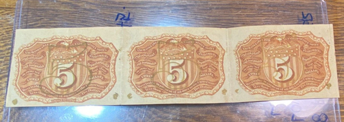 1863 2nd Issue 5 Cent Fractional Currency FR-1232 Uncut Sheet Appararent AU CHRC - Picture 2 of 2