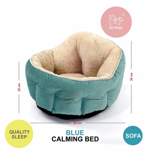 ⭐HiPets⭐Dog Cat Calming Sofa Bed Sleeping Plush Comfy Washable Round 50CM Coffee - Picture 4 of 6
