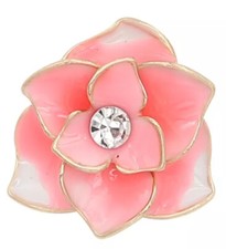 Snaps Jewelry Flower Pink Enamel Gold Plated 18-20mm Fits Ginger Charms Items