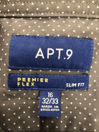APT.9 Premier Flex Slim Fit Dress Shirt 16-32/33 Gray W/ White Dots MSRP$45 - Picture 7 of 11