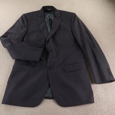 Joseph  Feiss Jacket M MT Blue Windowpane Check 100 Wool Blazer Sport Coat 40L