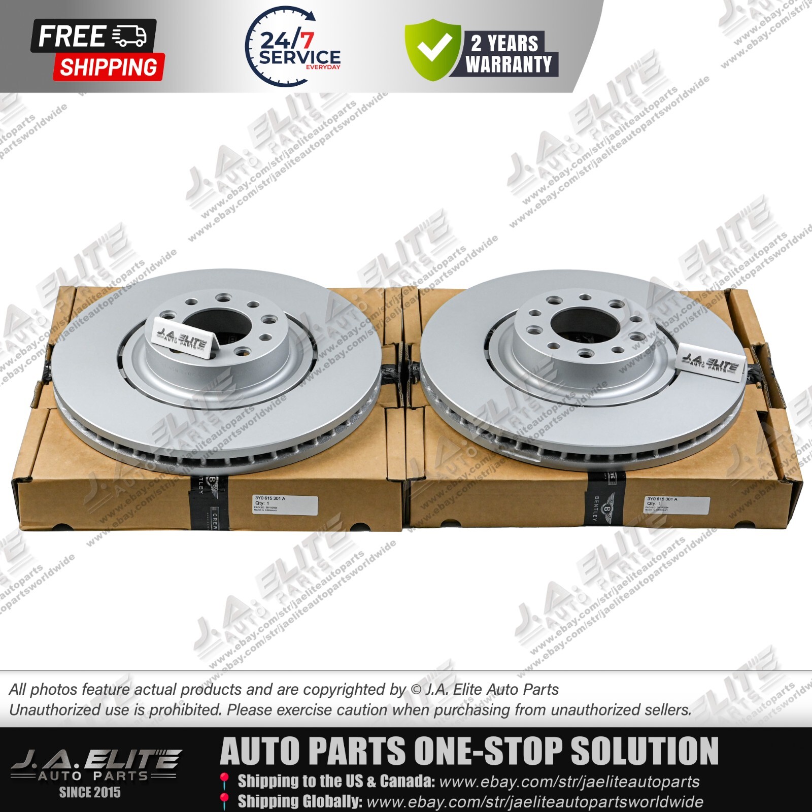 4pcs Front Rear Brake Discs fit Bentley Mulsanne (2011+) 3Y0615601A, 3Y0615301A