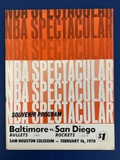 February 16, 1970 San Diego Rockets vs Baltimore Bullets NBA Program EX scored
