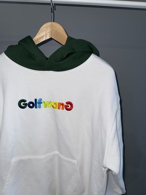 GOLF WANG Embroidered HAPPY Logo HOODIE White/ Green Large