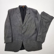 VTG USA MADE Alexander LLoyd 52R 42x34 Dark Gray Tic Weave 100% Wool Suit