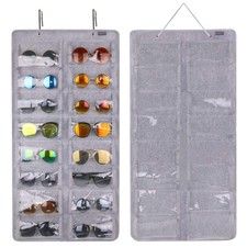 Minimalist Sunglasses Storage Solution - 16 Slot Gray Holder