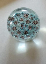 vintage millefiori murano art glass paperweight unmarked ALT 2"