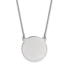 14k Yellow Gold  White Gold .027 Gauge Circular Engravable Disc Necklace 18"