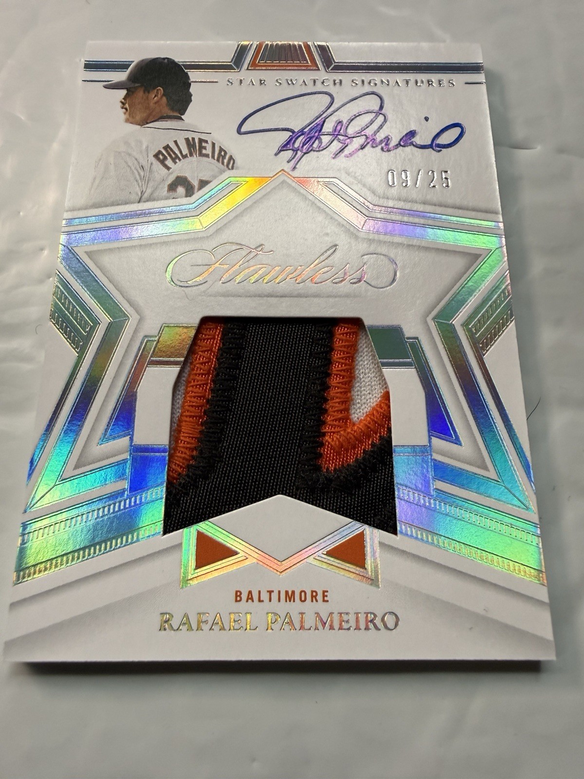 2023 Panini Flawless Rafael Palmeiro On Card Patch Auto /25 #SSS-RP SP view 2