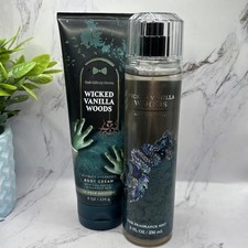 Bath  Body Works Wicked Vanilla Woods Body Cream  Fine Fragrance Mist Set