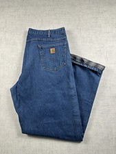 Carhartt Mens Vintage Baggy Flannel Lined Denim Jeans Blue W38 L32