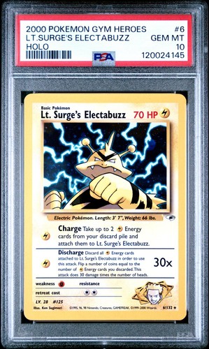 Lt. Surge's Electabuzz (Unlimited) graded PSA 10 for sale on eBay