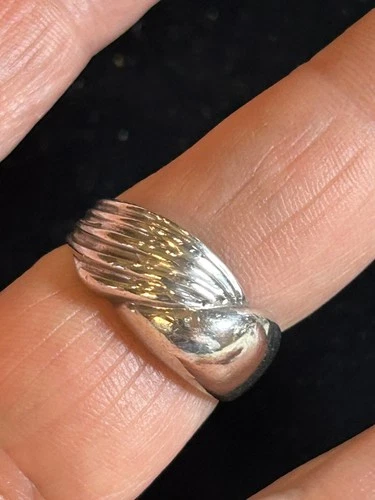 Vtg TAXCO Mexico 925 Sterling Silver Fluted Band Ring, Size 9