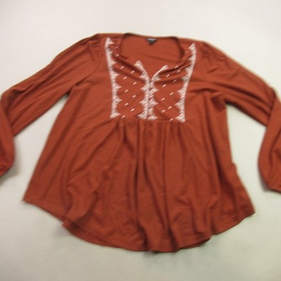 Torrid Shirt Womens 0 Long Sleeve Casual Outdoor V Neck Rust Lightweight Button