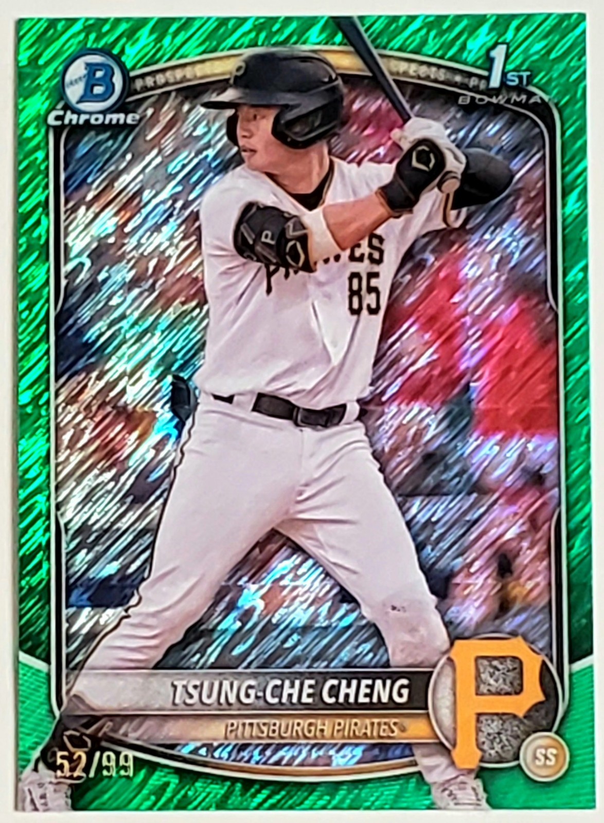 Tsung-Che Cheng 2025 Bowman Chrome #BCP-95 Bowman 1st Green Shimmer /99 Pirates
