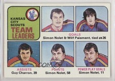 1975-76 Topps Team Leaders Simon Nolet Wilf Paiement Guy Charron #319 0bn8