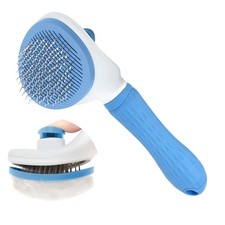 Cat Hair Brush, Cat Brush for Shedding with Metal Comb, Self Cleaning Pet Hair