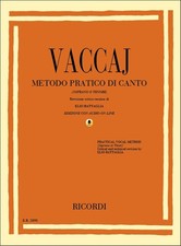 Vaccai Practical Vocal Method Soprano Tenor Classical Music Ricordi Book Audio