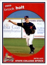 2009 State College Spikes Grandstand #17 Brock Holt Rice Stephenville Texas Card