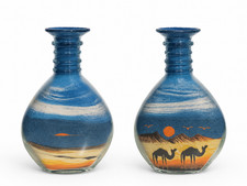 Handmade Colored Sand Art Bottle Desert Camel Sunset Design