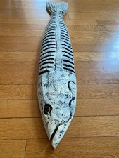 Barracuda Fish Carvinng Wall Mount 33” Folk Art Nautical Taxidermy Fishing Vntg