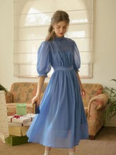 Kathy Lace Panel Blue Dress Size Large