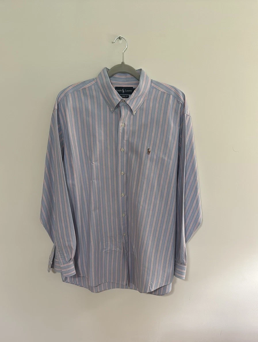 Polo Ralph Lauren Blue Orange Stripe Button Down Men’s Shirt Size XL