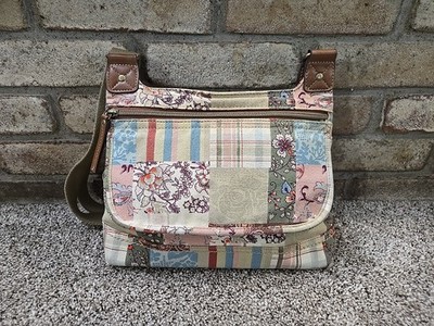 Relic By Fossil Patchwork Crossbody Messenger Bag Boho Cottagecore Earthy Tones