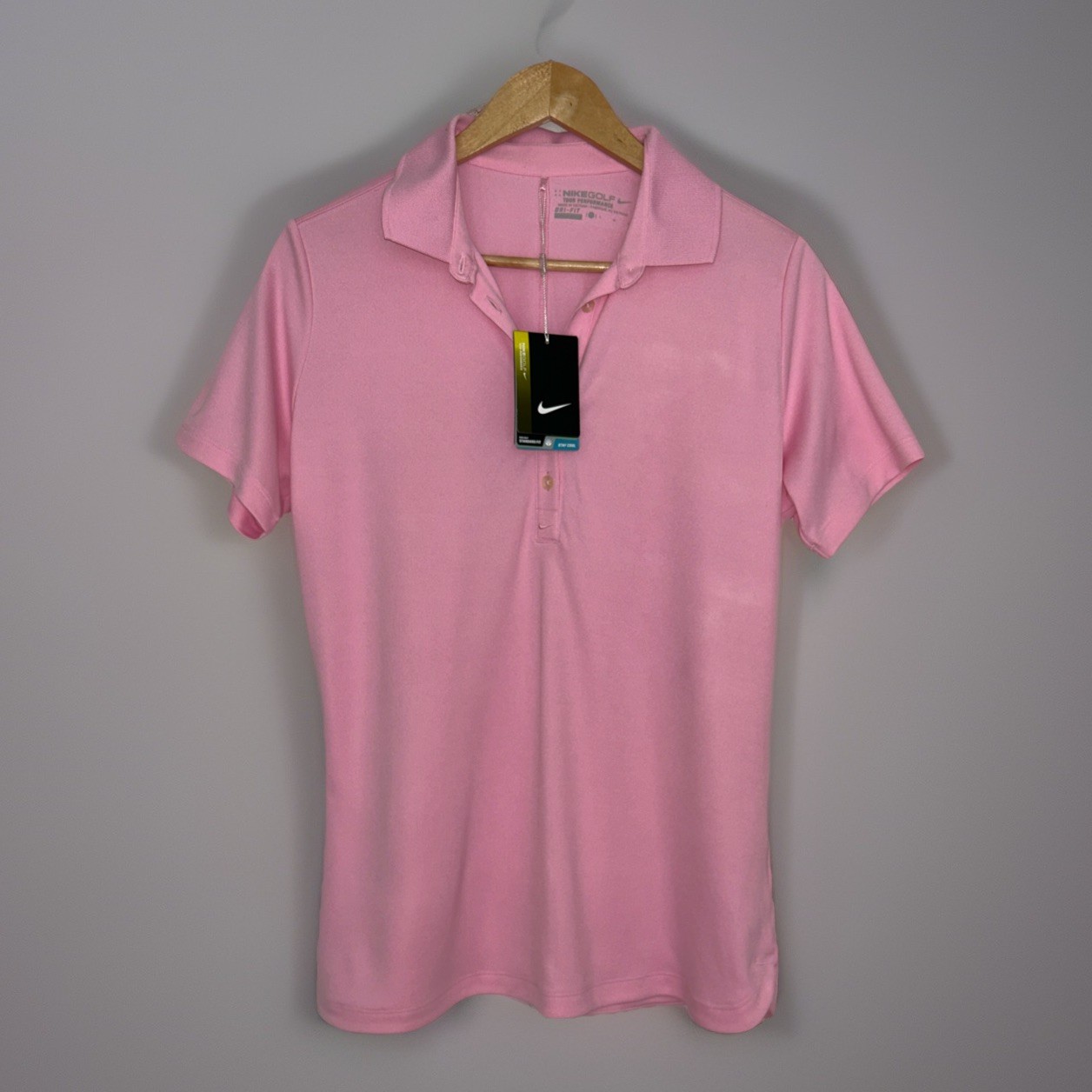 Women's Tour Performance Dri Fit Polo Pink Size Large L New