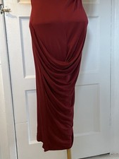 Alexander McQueen Burgundy Evening Dress Ruched With Cape Shoulders 38 / UK 8 10