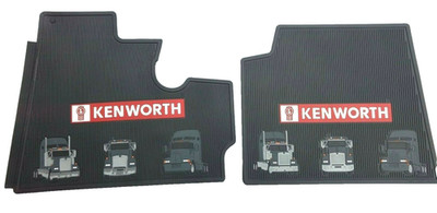 Kenworth OEM Black Rubber Floor Mats wLogo for 03/2001-06/2005 T300 600 800 W900