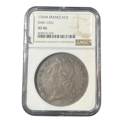 1769 A Paris FRANCE Silver Ecu DAV-1331 Louis XV NGC XF45 Slab Crack 1A
