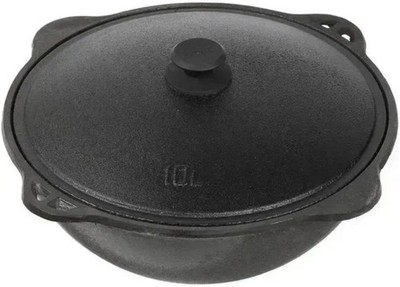 10 L Uzbek Cast Iron Kazan - Cast Iron Cauldron With Lid - Form Uzbekistan Pot