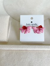 Kate Spade Pink Floral Frenzy Enamel CZ Stud Earrings