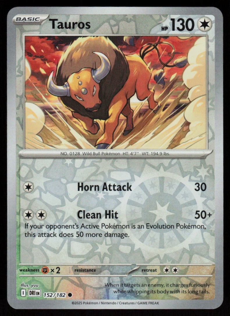 Tauros 152/182 Common Destined Rivals Pokemon Reverse Holo Near Mint