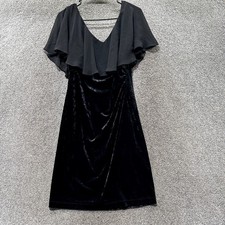 Connected Apparel Dress Womens 8 Black Velvet Knee Length